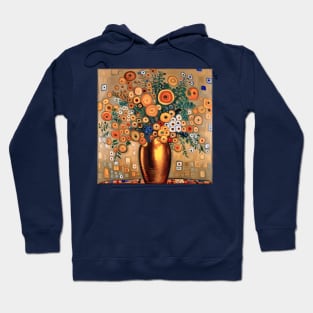 Gold Flowers in a Gold Vase Still Life Painting Hoodie